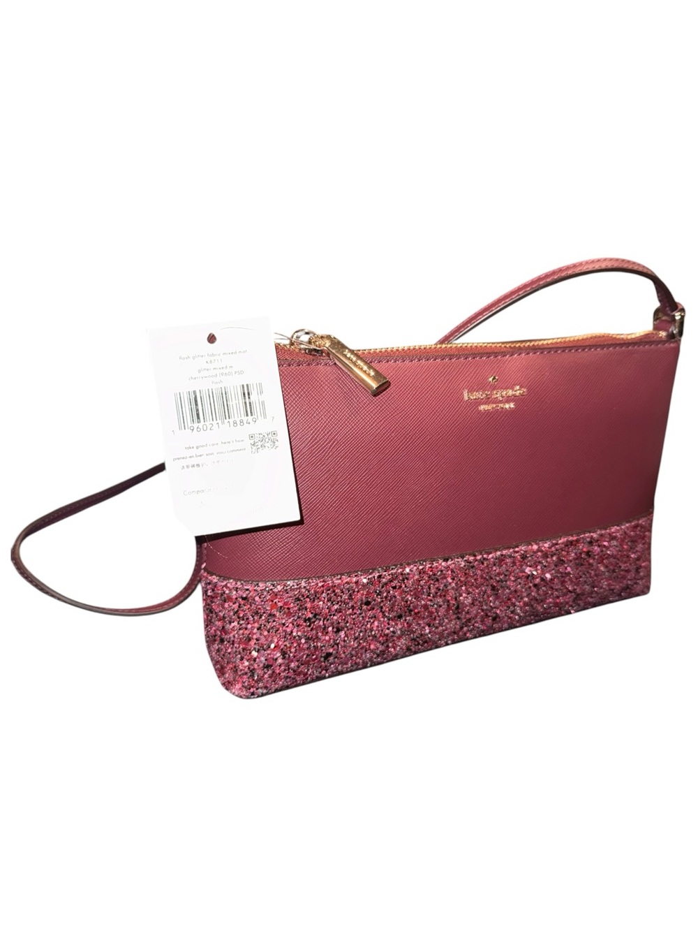 kate spade Rose Pink Glitter Accent Crossbody Wristlet
